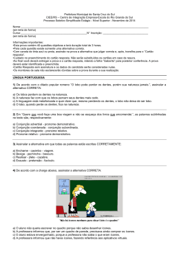 Prova Objetiva Superior. - Prefeitura de Santa Cruz do Sul