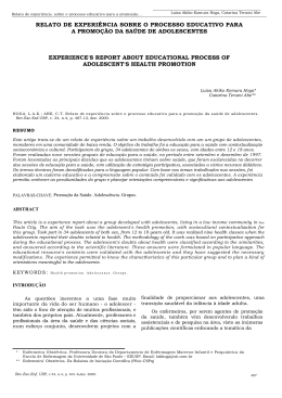 relato de experiência sobre o processo educativo para a