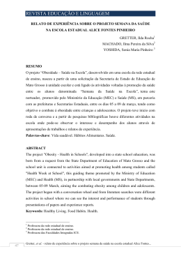 RELATO DE EXPERIÊNCIA SOBRE O PROJETO SEMANA