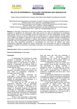 educa&ccedil;&atilde;o continuada: um relato de experi&ecirc;ncia - INIC