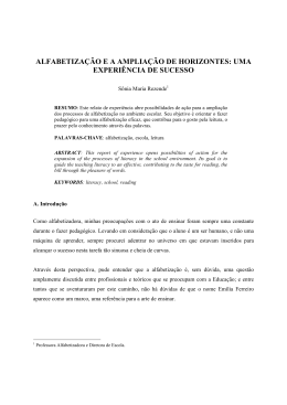 alfabetização e a ampliação de horizontes: uma experiência