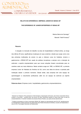 Dossi&ecirc;, Volume 2, N&uacute;mero 1, Ano 2013 RELATO DE EXPERI&Ecirc;NCIA