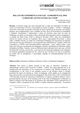 RELATO DE EXPERIÊNCIA EM EAD – O DIFERENCIAL