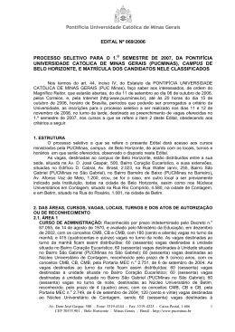 EDITAL N&ordm; 069/2006 PROCESSO SELETIVO PARA O
