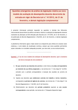 Questões emergentes da análise da legislação relativa ao