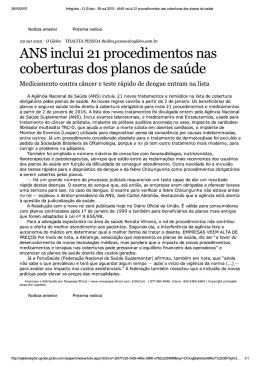 ANS inclui 21 procedimentos nas coberturas dos planos