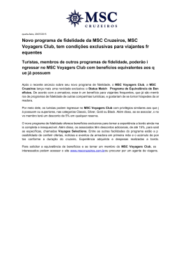Novo programa de fidelidade da MSC Cruzeiros, MSC Voyagers