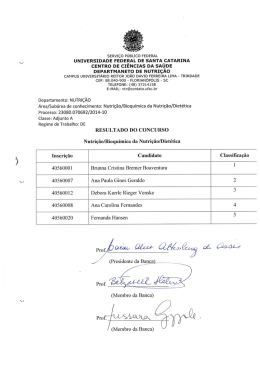 Resultado Concurso NTR - departamento de nutrição