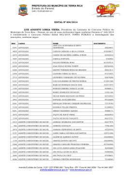 edital de homologa&ccedil;&atilde;o das inscri&ccedil;&otilde;es - prefeitura