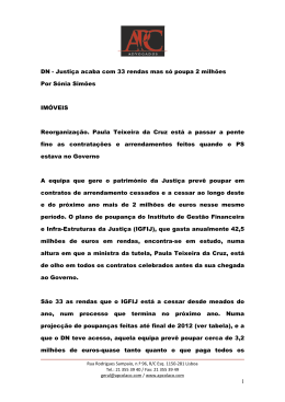 DN - Justi&ccedil;a acaba com 33 rendas mas s&oacute; poupa 2 milh&otilde;es