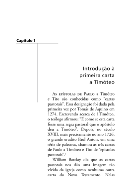 Introdu&ccedil;&atilde;o &agrave; primeira carta a Tim&oacute;teo