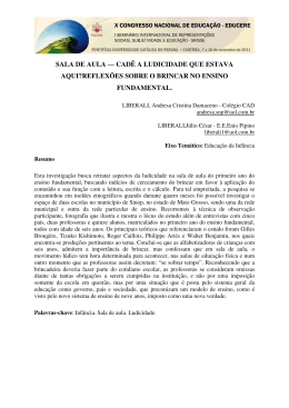 SALA DE AULA ― CAD&Ecirc; A LUDICIDADE QUE ESTAVA AQUI