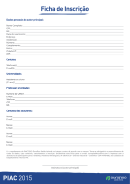 Ficha de Inscri&ccedil;&atilde;o - Ourofino Sa&uacute;de Animal