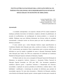 pol&iacute;ticas p&uacute;blicas nacionais para a educa&ccedil;&atilde;o especial no