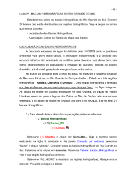Li&ccedil;&atilde;o IV - BACIAS HIDROGR&Aacute;FICAS DO RIO GRANDE DO SUL