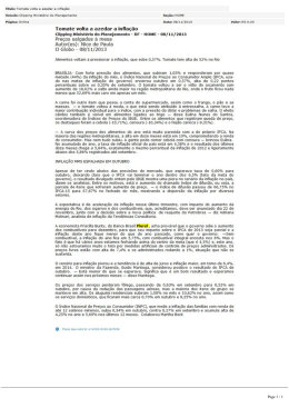 Tomate volta a azedar a inﬂa&ccedil;&atilde;o