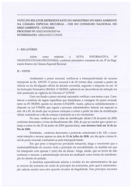 VOTO DO RELATOR REPRESENTANTE DO MINISTERIO DO MEIO
