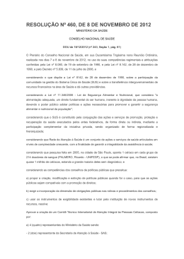 Resolu&ccedil;&atilde;o N&ordm; 460 - Federa&ccedil;&atilde;o Nacional dos Nutricionistas