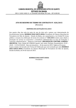 Resumo de Contrato N&deg;. 020 a 026/2015.