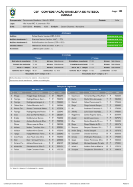 CBF - CONFEDERAÇÃO BRASILEIRA DE FUTEBOL SÚMULA