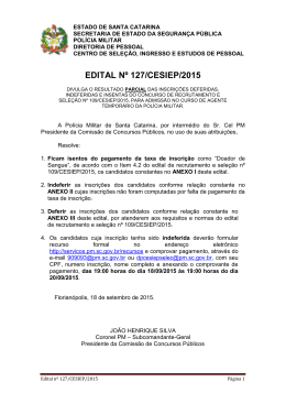EDITAL Nº 127/CESIEP/2015 - Polícia Militar de Santa Catarina