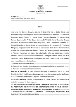 acta n&ordm; 22 de 09 de Junho de 2010
