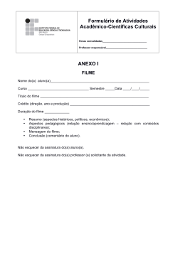 Formul&aacute;rios de Atividades Acad&ecirc;mico-Cient&iacute;fico