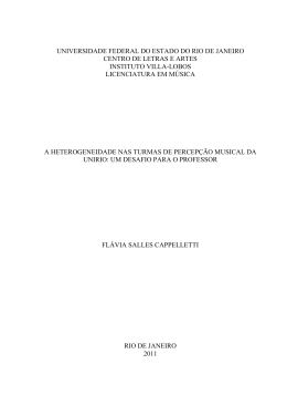 A heterogeneidade nas turmas de percep&ccedil;&atilde;o musical da UNIRIO
