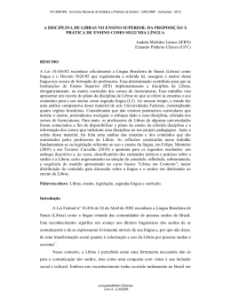 A DISCIPLINA DE LIBRAS NO ENSINO SUPERIOR: DA