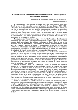 A &ldquo;contra-reforma&rdquo; da Previd&ecirc;ncia Social sob o governo Cardoso