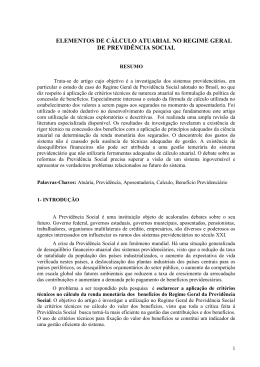 elementos de c&aacute;lculo atuarial no regime geral de previd&ecirc;ncia social