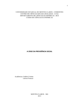 a crise da previd&ecirc;ncia social - Unimontes