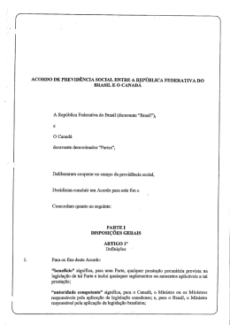 ACORDO DE PREVID&Ecirc;NCIA socIAL ENTRE A