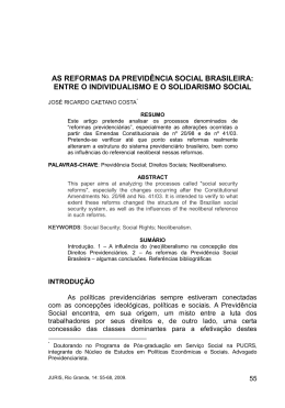 AS REFORMAS DA PREVID&Ecirc;NCIA SOCIAL BRASILEIRA: ENTRE