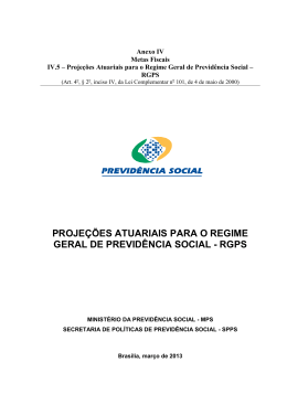 proje&ccedil;&otilde;es atuariais para o regime geral de previd&ecirc;ncia social