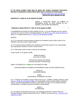 APROVA A ESTRUTURA B&Aacute;SICA DA AG&Ecirc;NCIA DE