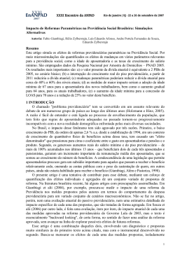 Impacto de Reformas Param&eacute;tricas na Previd&ecirc;ncia Social