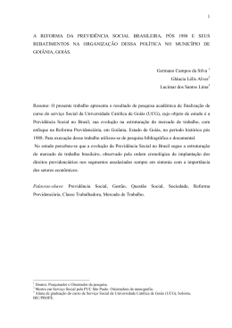 1 A REFORMA DA PREVID&Ecirc;NCIA SOCIAL BRASILEIRA