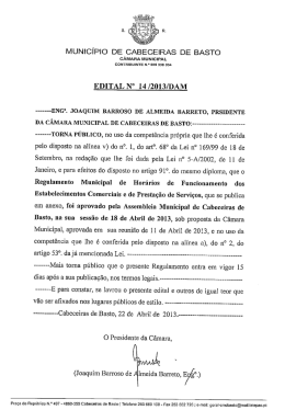 Regulamento Municipal de Horários de Funcionamento dos
