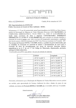 Departamento Nacional de Produção Mineral SERVIÇO PUBLICO