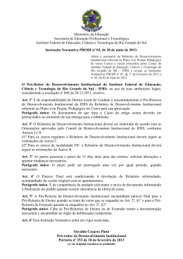 Instru&ccedil;&atilde;o Normativa n&ordm; 03 2013 - Relat&oacute;rio de Desenvolvimento