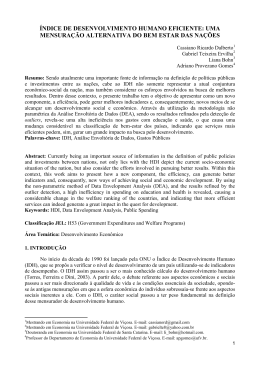 &iacute;ndice de desenvolvimento humano eficiente: uma