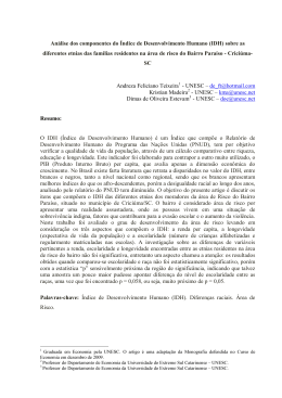 (IDH) sobre as diferentes etnias das fam&iacute;lias residentes