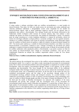 Enfoque sociol&oacute;gico dos conflitos socioambientais e o