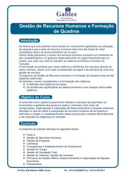 Gest&atilde;o de Recursos Humanos e Forma&ccedil;&atilde;o de Quadros