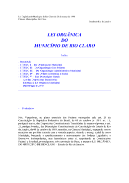 LEI ORG&Acirc;NICA DO MUNIC&Iacute;PIO DE RIO CLARO