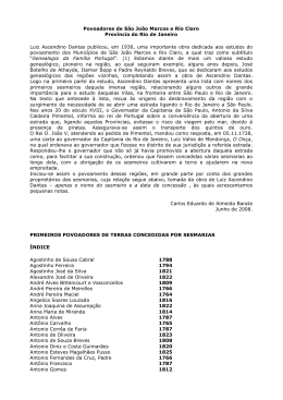 Povoadores de S&atilde;o Jo&atilde;o Marcos e Rio Claro Prov&iacute;ncia do Rio de