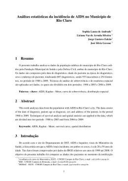 An&acute;alises estatısticas da incid&ecirc;ncia de AIDS no Municıpio