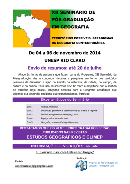 De 04 a 06 de novembro de 2014 UNESP RIO CLARO Envio