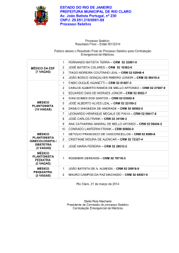 Processo Seletivo M&eacute;dicos &ndash; Edital 001